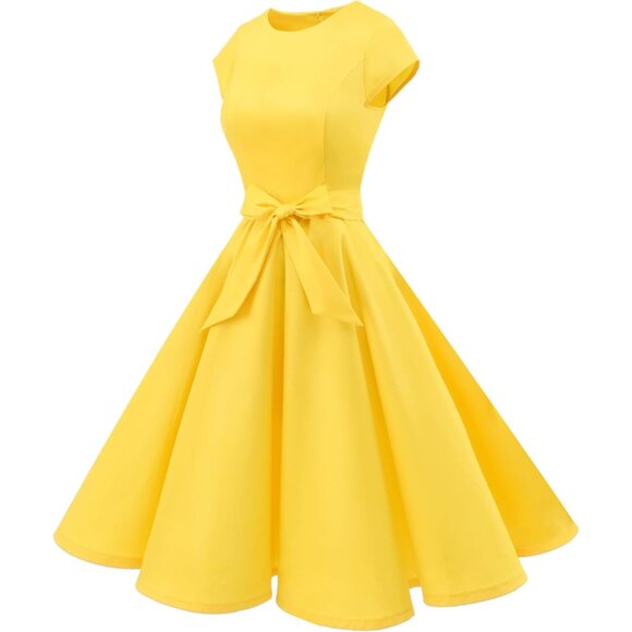 Women's Vintage 1950s Cap Sleeve A Line Cocktail Dress Retro Prom - Picture 5 of 7